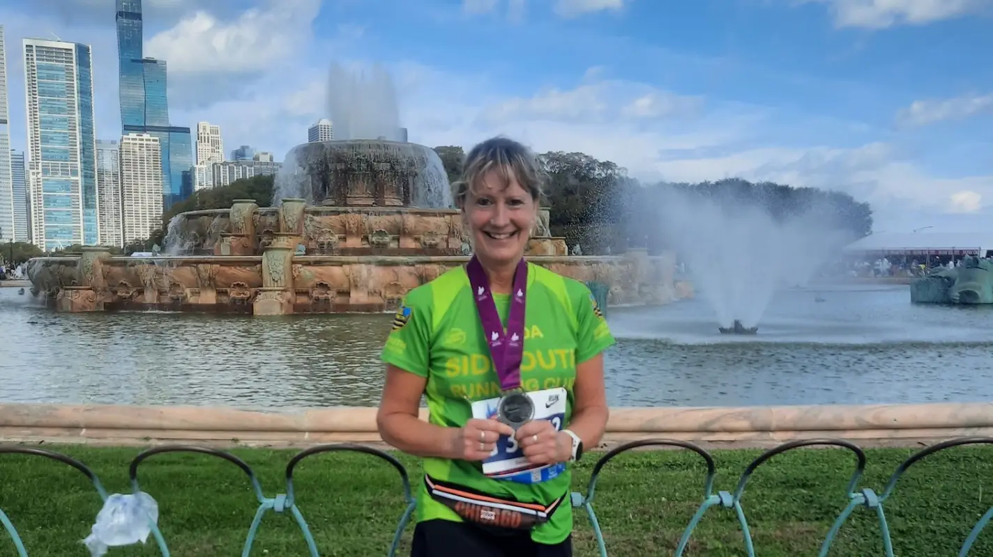 Sidmouth Running Club, Lynda Hawkins, running Chicago Marathon